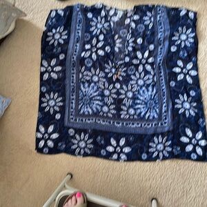 Floral Navy and White Blu Rod Beattie coverup- size small
